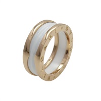 18K 玫瑰金 白色 陶瓷 B.zero1 戒指 57【BVLGARI 寶格麗】