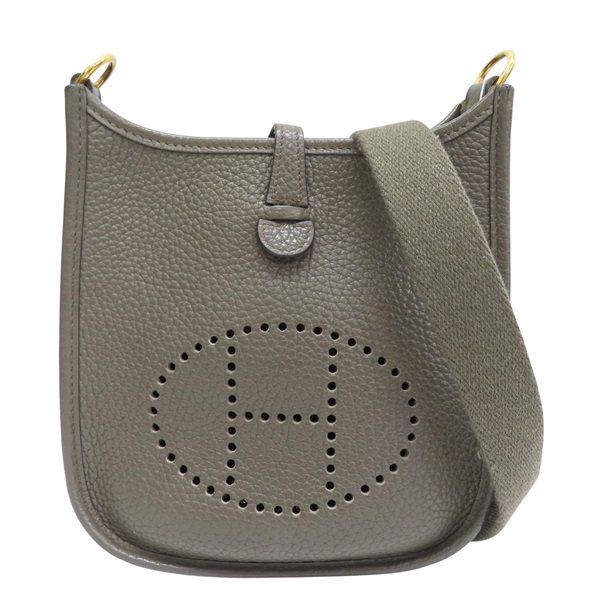 錫器灰 Clemence牛皮 Mini Evelyne 肩背包 Y刻 金扣【HERMES 愛馬仕】