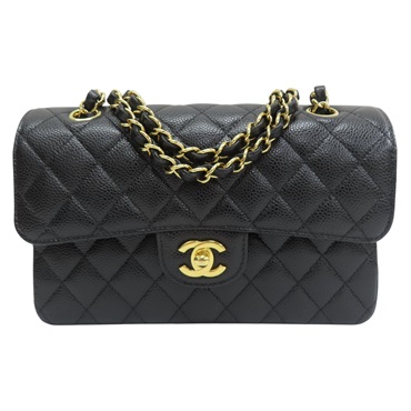 黑色 菱格紋 荔枝牛皮 COCO 23cm 鏈帶肩背包【CHANEL 香奈兒】 A01113