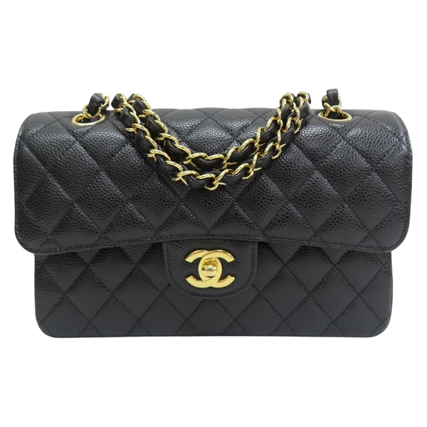 黑色 菱格紋 荔枝牛皮 COCO 23cm 鏈帶肩背包【CHANEL 香奈兒】 A01113