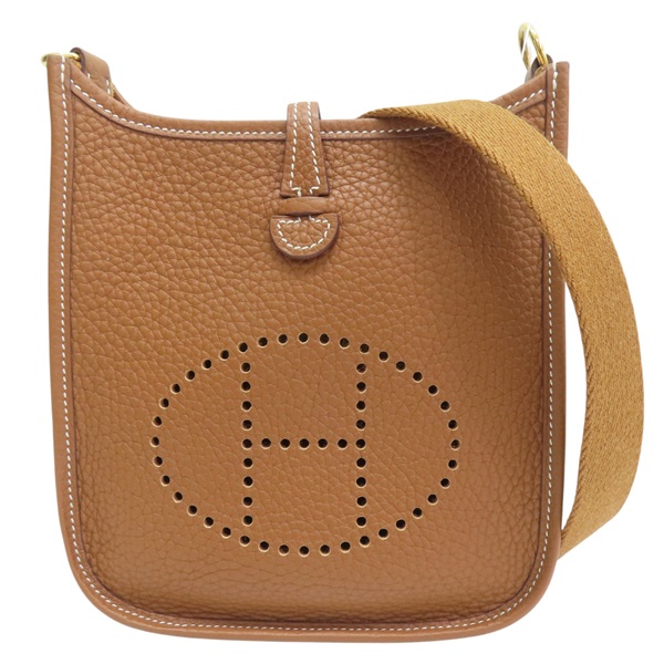 金棕色 Taurillon牛皮 Mini Evelyne 肩背包 D刻 金扣【HERMES 愛馬仕】