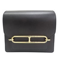 黑色 evercolor牛皮 Roulis mini 肩背包 W刻 金釦【HERMES 愛馬仕】