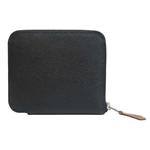 黑色 Epsom牛皮 Silk in Compact 絲巾短夾 W刻【HERMES 愛馬仕】