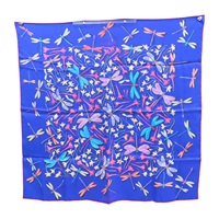 紫色 絲綢 DRAGONFLIES 方巾 65*65【HERMES 愛馬仕】