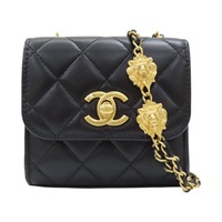 黑色 菱格紋 羊皮 mini 鏈帶 金扣 肩背包【CHANEL 香奈兒】