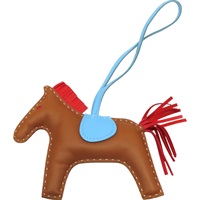 棕/紅色 Agneau milo羊皮 RODEO MM 小馬 吊飾 A刻【HERMES 愛馬仕】