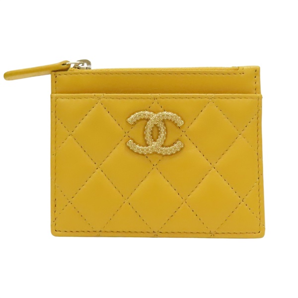 橘色 菱格紋羊皮 卡夾 名片夾 【CHANEL 香奈兒】