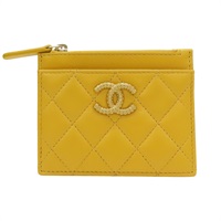 橘色 菱格紋羊皮 卡夾 名片夾 【CHANEL 香奈兒】