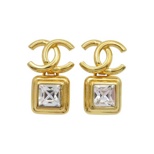 金色 鍍金 水晶 耳環【CHANEL 香奈兒】