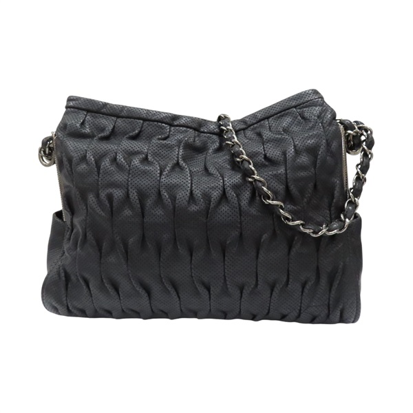 黑色 牛皮 銀鍊 肩背包【CHANEL 香奈兒】