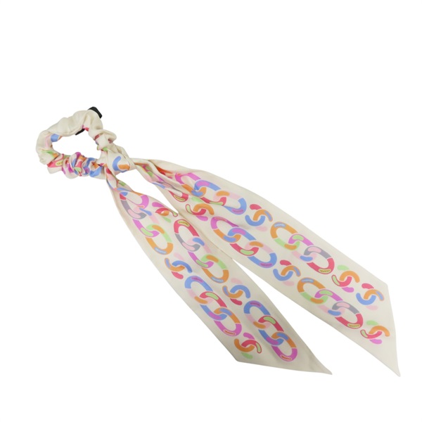 米白色 絲綢 絲巾 髮圈【CHANEL 香奈兒】