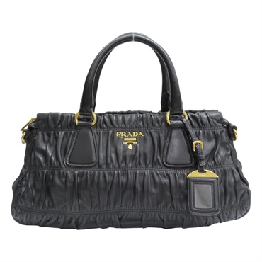 黑色 抓皺皮革 高菲 兩用包【PRADA 普拉達】