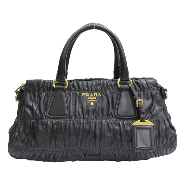 黑色 抓皺皮革 高菲 兩用包【PRADA 普拉達】