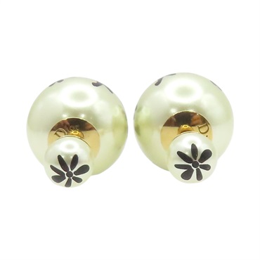 金色 鍍金 珍珠 耳環【Dior 迪奧 】