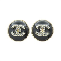 黑/金色 鍍金 水鑽 耳環【CHANEL 香奈兒】