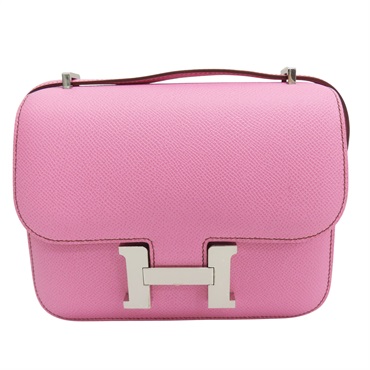 粉紅色 Epsom牛皮 Constance 19 肩背包 Z刻 銀釦【HERMES 愛馬仕】