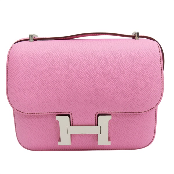 粉紅色 Epsom牛皮 Constance 19 肩背包 Z刻 銀釦【HERMES 愛馬仕】