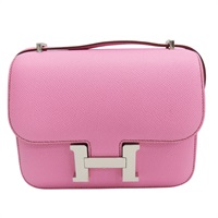 粉紅色 Epsom牛皮 Constance 19 肩背包 Z刻 銀釦【HERMES 愛馬仕】