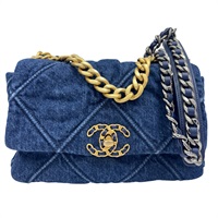 藍色 單寧布 19 26cm 鍊帶 肩背包【CHANEL 香奈兒】 AS1160 AS1160