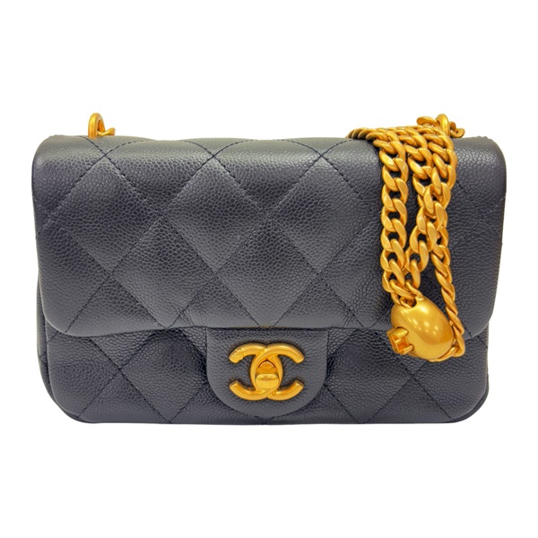 黑色 菱格紋 牛皮 Mini Flap 鏈帶 肩背包【CHANEL 香奈兒 】 AS3829