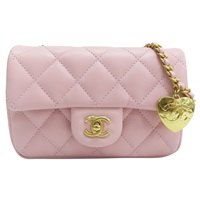 粉色 羊皮 愛心鍊帶 肩背包 金釦【CHANEL 香奈兒】 AS3456