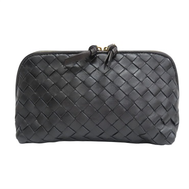 黑色 編織羊皮 化妝包【BOTTEGA VENETA BV 寶緹嘉】