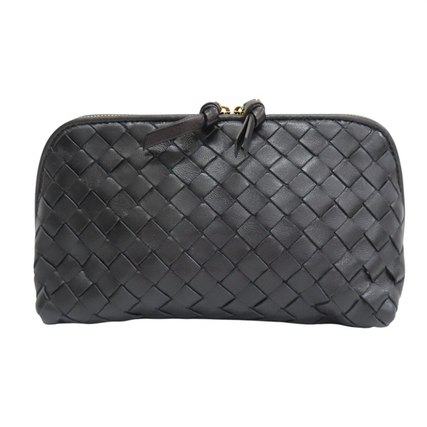 黑色 編織羊皮 化妝包【BOTTEGA VENETA BV 寶緹嘉】