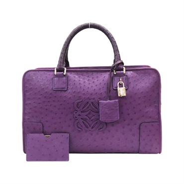 紫色 鴕鳥皮 Amazona 36 手提包【LOEWE 羅威】