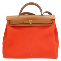橘色 帆布 Herbag Zip 31 兩用包 U刻 金扣【HERMES 愛馬仕】