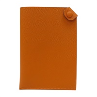 橘色 Epsom牛皮 銀扣 護照夾 U刻【HERMES 愛馬仕】