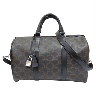 黑/棕色 帆布 LARGE BOSTON TRIOMPHE 兩用包 118552CHI【CELINE 賽琳】 118552CHI