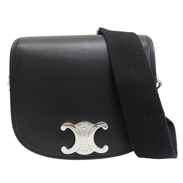 黑色 牛皮 BESACE STRAP TRIOMPHE 肩背包【CELINE 賽琳】 117883GAO