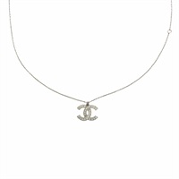 金屬 方水鑽LOGO 項鍊【CHANEL 香奈兒】