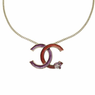 橘 紫色LOGO 瓢蟲 項鍊【CHANEL 香奈兒】