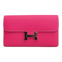 糖果粉色 Epsom牛皮 Constance 銀扣長夾 X刻 銀扣【HERMES 愛馬仕】