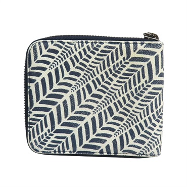 藍/白色 牛皮 拉鍊短夾 【TOD S 托德斯】