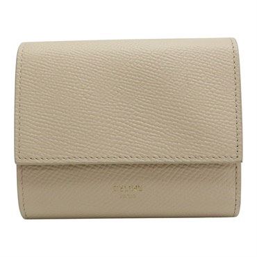 杏色 牛皮 金扣 三折短夾 10B573BEL【CELINE 賽琳】 10B573BEL