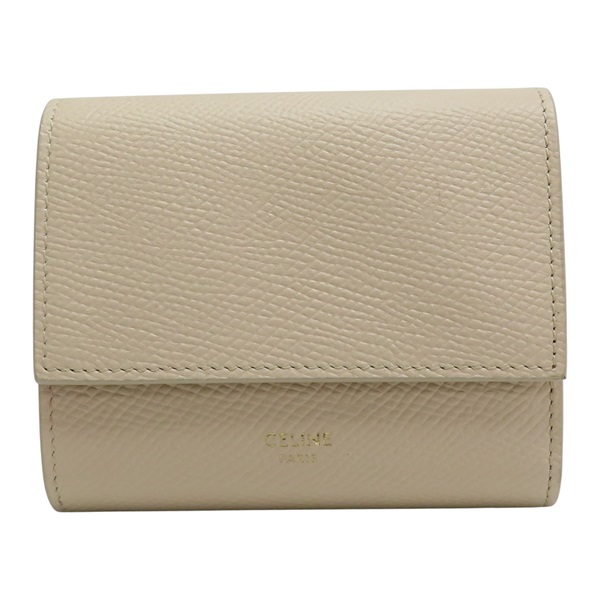 杏色 牛皮 金扣 三折短夾 10B573BEL【CELINE 賽琳】 10B573BEL