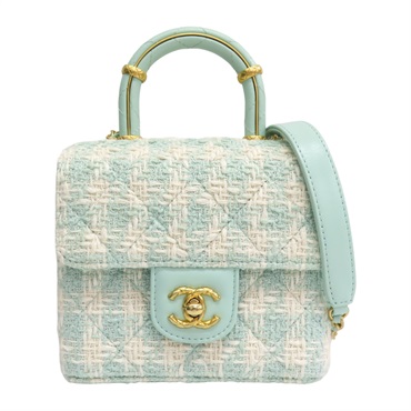 綠色布面 Top handle 肩背包【CHANEL 香奈兒】