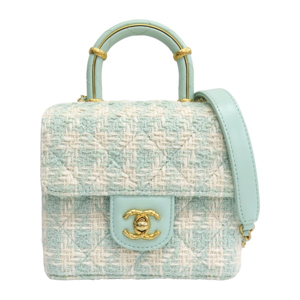 綠色布面 Top handle 肩背包【CHANEL 香奈兒】