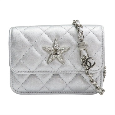 銀色 菱格紋 牛皮 星星 肩背包【CHANEL 香奈兒】