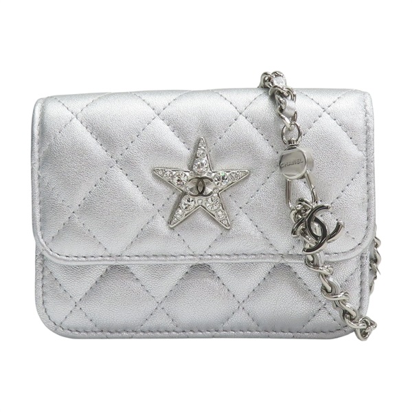 銀色 菱格紋 牛皮 星星 肩背包【CHANEL 香奈兒】