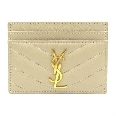 杏色牛皮 Cassandre Matelasse 名片夾 卡夾【SAINT LAURENT YSL 聖羅蘭】