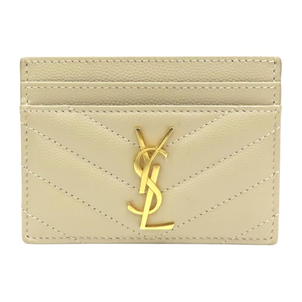 杏色牛皮 Cassandre Matelasse 名片夾 卡夾【SAINT LAURENT YSL 聖羅蘭】