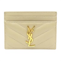杏色牛皮 Cassandre Matelasse 名片夾 卡夾【SAINT LAURENT YSL 聖羅蘭】