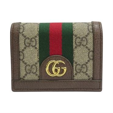 烏木色 GG Supreme 緹花帆布 Ophidia 扣式短夾【GUCCI 古馳】 #523155