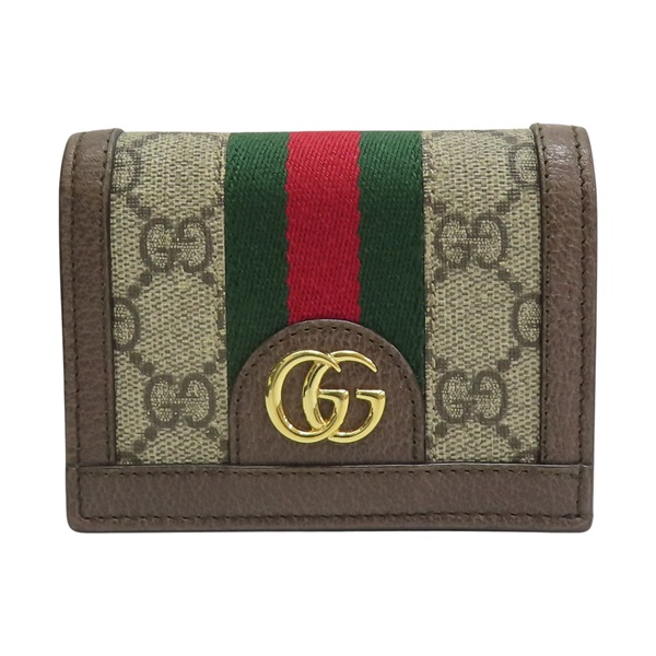 烏木色 GG Supreme 緹花帆布 Ophidia 扣式短夾【GUCCI 古馳】 #523155