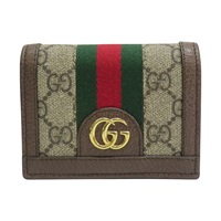 烏木色 GG Supreme 緹花帆布 Ophidia 扣式短夾【GUCCI 古馳】 #523155