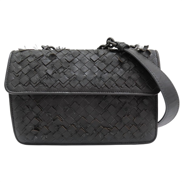 深棕色 羊皮編織 Olimpia 肩背包【BOTTEGA VENETA BV 寶緹嘉】