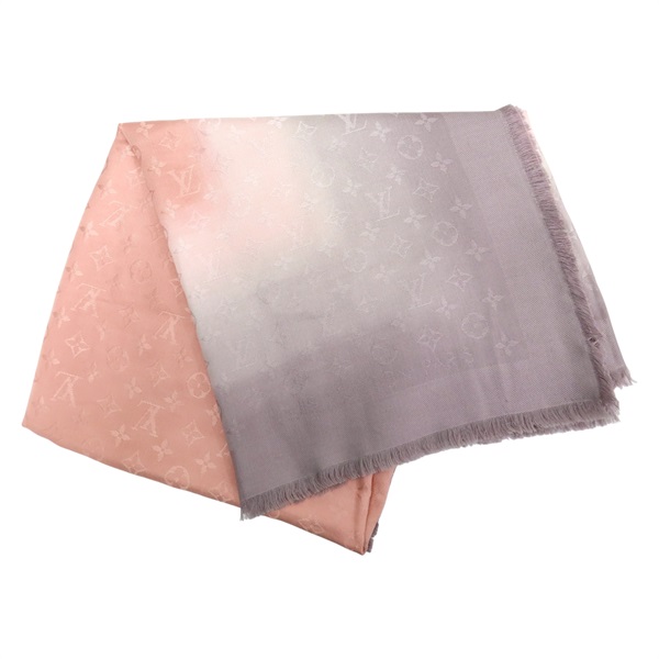 粉紫漸層 絲綢 羊毛 披肩 圍巾 M76357【LOUIS VUITTON LV 路易威登】 M76357